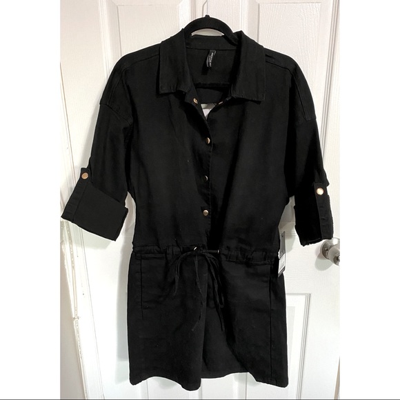 Denim Chained Gold Tone Belted Dress Romper Vintage Style Black NWT - Picture 3 of 15